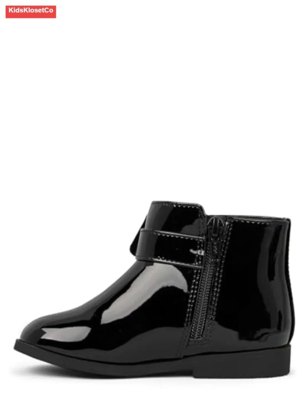Toddler Girls Patent Faux Leather Ankle Boots with Bow